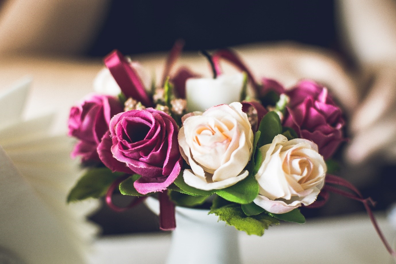 Photo booth with artificial floral