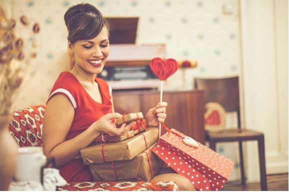 Woman excited to get Valentine’s Day Gifts